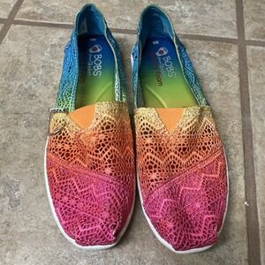 BOBS by Skechers Rainbow Crochet Slip On Shoes Memory Foam Women's 9
